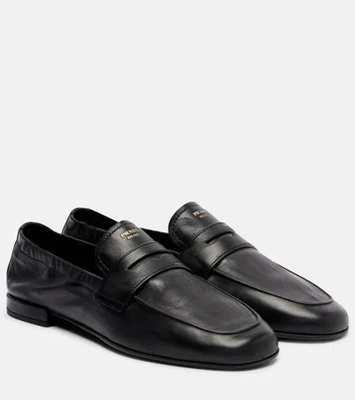 Prada Leather Loafers In Black
