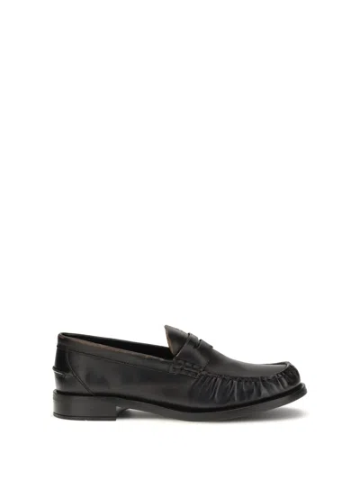 Prada Leather Loafers In Black