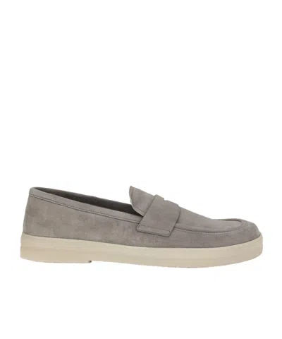 Prada Leather Loafers In Gray