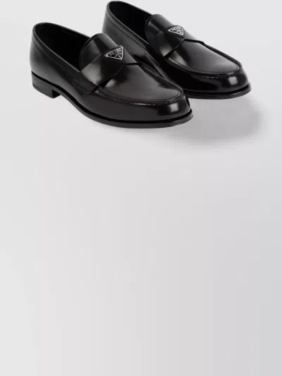 Prada Brushed Leather Loafers In Black