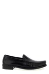 Prada Polished Leather Flat Shoes In Black