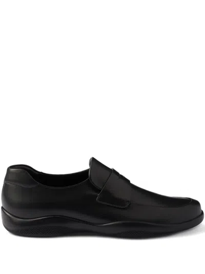 Prada Leather Loafers In Black