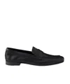 Prada Leather Band Logo Loafers In Black