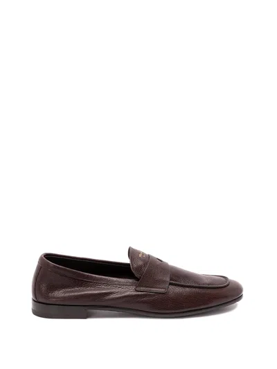 Prada Leather Loafers In Black