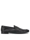 Prada Black Calf Leather Bos Taurus Slip-on Loafers In Black