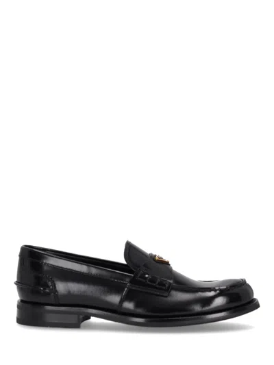 Prada Leather Loafers In Black