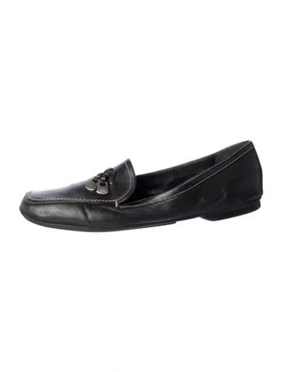 Pre-owned Prada Leather Loafers In Black
