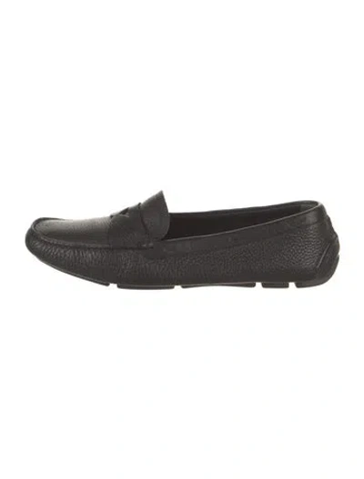 Pre-owned Prada Leather Loafers In Black