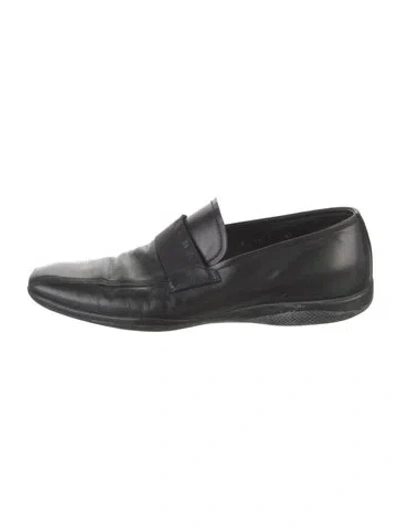 Pre-owned Prada Leather Loafers In Black
