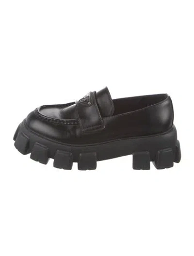 Pre-owned Prada Leather Loafers In Black
