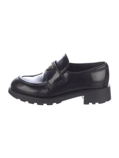 Pre-owned Prada Leather Loafers In Black