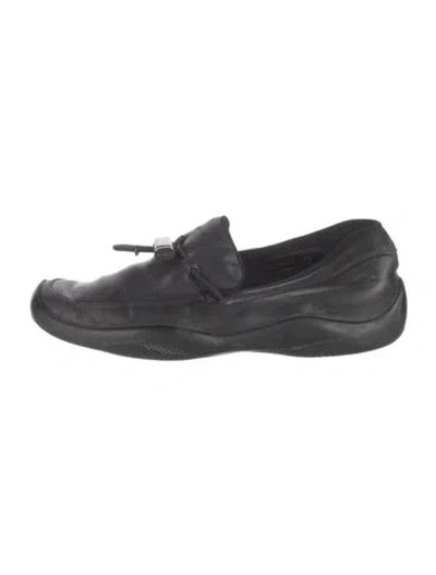 Pre-owned Prada Leather Loafers In Black