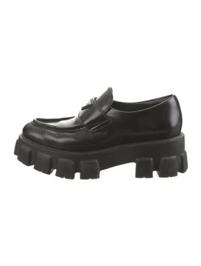 Pre-owned Prada Leather Loafers In Black