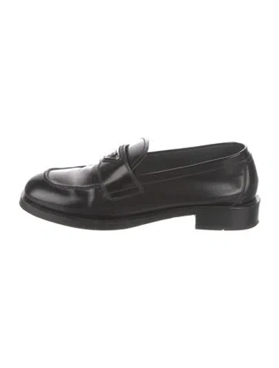 Pre-owned Prada Leather Loafers In Black