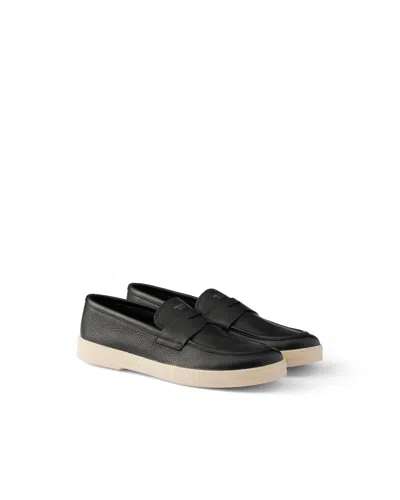 Prada Leather Loafers In Black