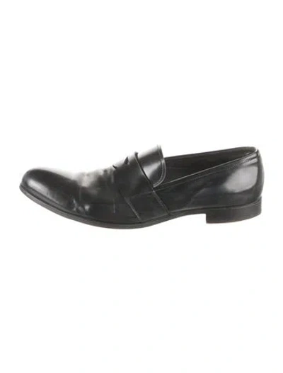 Pre-owned Prada Leather Loafers In Black