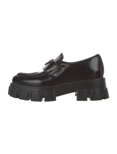 Pre-owned Prada Leather Loafers In Black