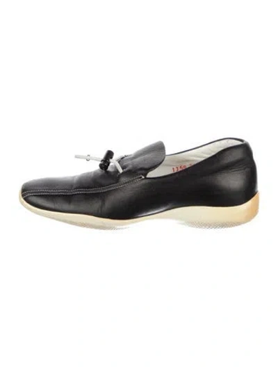 Pre-owned Prada Leather Loafers In Black
