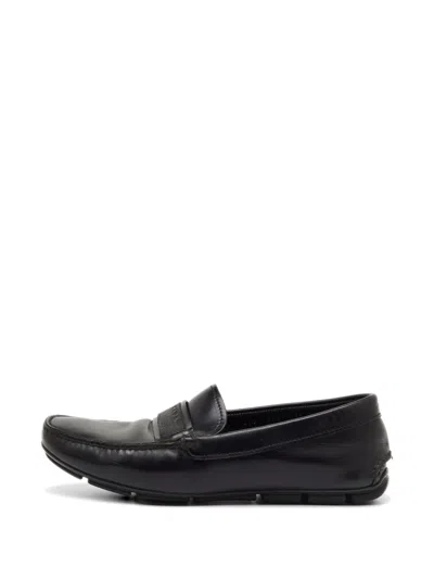 Pre-owned Prada Leather Loafers In Black