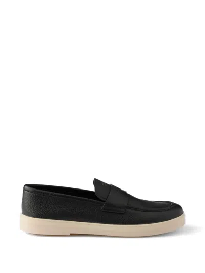 Prada Leather Loafers In Black