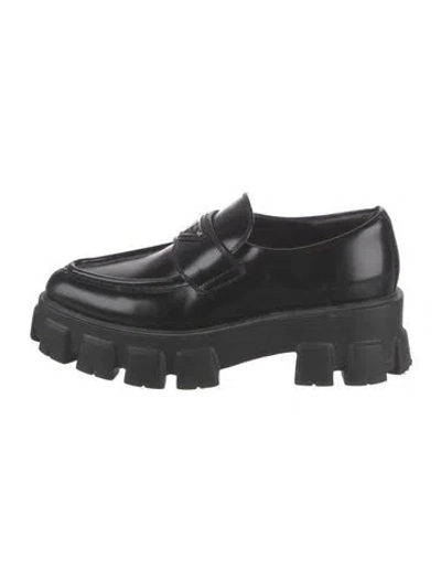 Pre-owned Prada Leather Loafers In Black