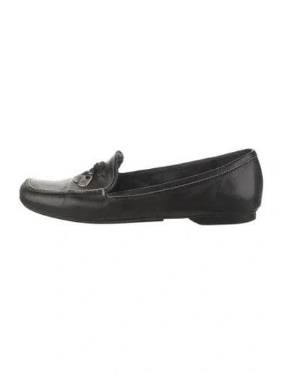 Pre-owned Prada Leather Loafers In Black