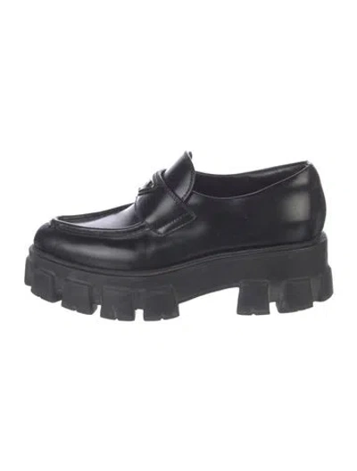 Pre-owned Prada Leather Loafers In Black