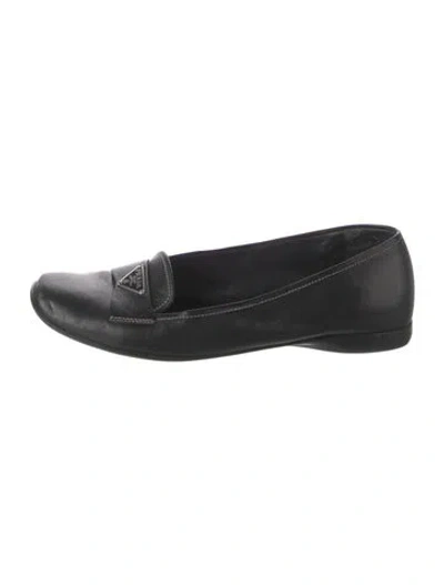 Pre-owned Prada Leather Loafers In Black