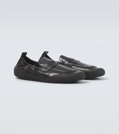 Prada Leather Loafers In Black