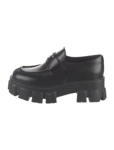 Pre-owned Prada Leather Loafers In Black