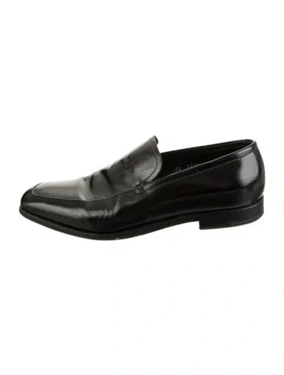 Pre-owned Prada Leather Loafers In Black