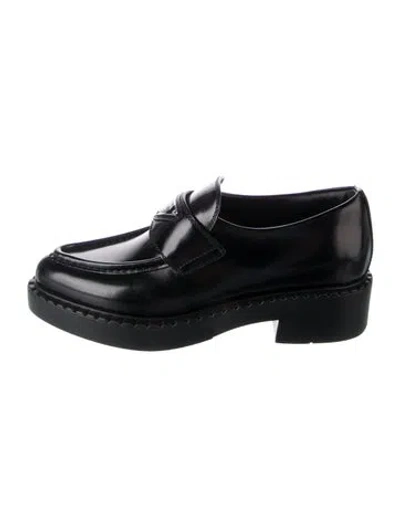 Pre-owned Prada Leather Loafers In Black