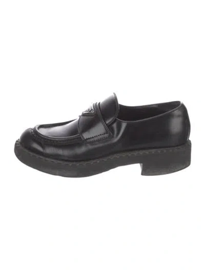 Pre-owned Prada Leather Loafers In Black