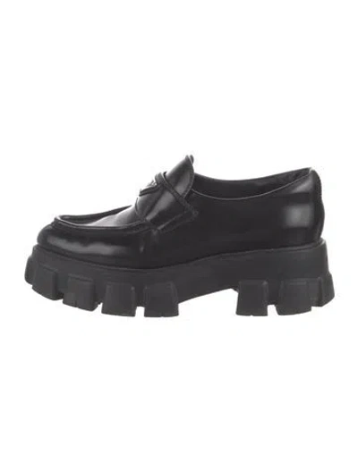 Pre-owned Prada Leather Loafers In Black
