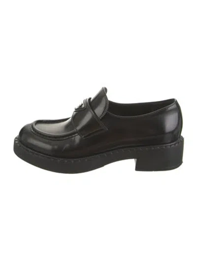 Pre-owned Prada Leather Loafers In Black