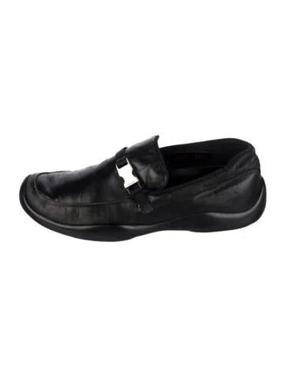 Pre-owned Prada Leather Loafers In Black