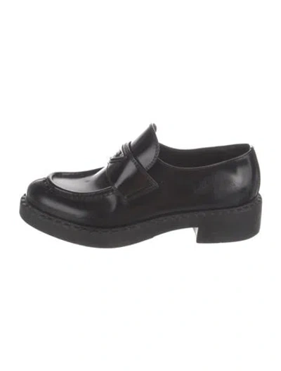 Pre-owned Prada Leather Loafers In Black