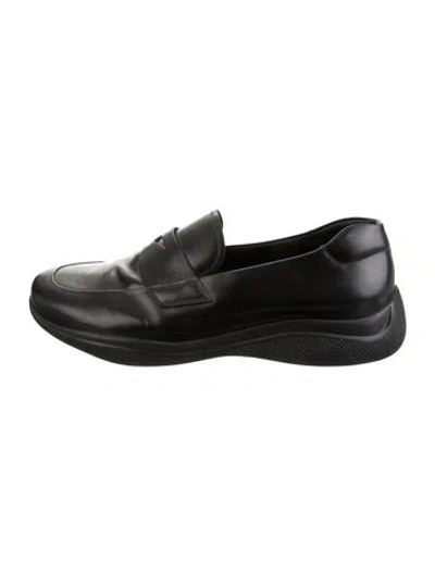 Pre-owned Prada Leather Loafers In Black