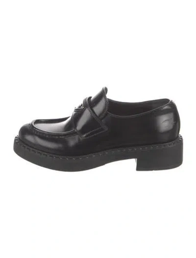 Pre-owned Prada Leather Loafers In Black