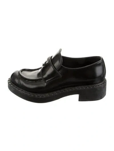 Pre-owned Prada Leather Loafers In Black