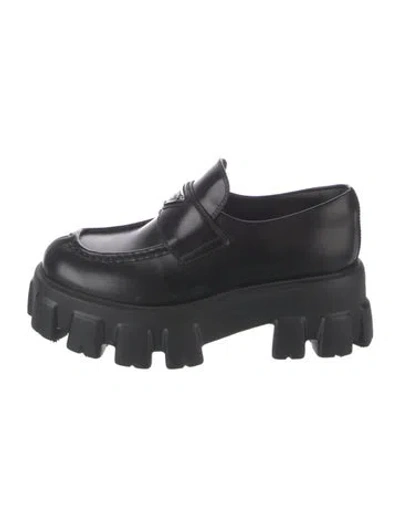 Pre-owned Prada Leather Loafers In Black