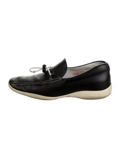 Pre-owned Prada Leather Loafers In Black