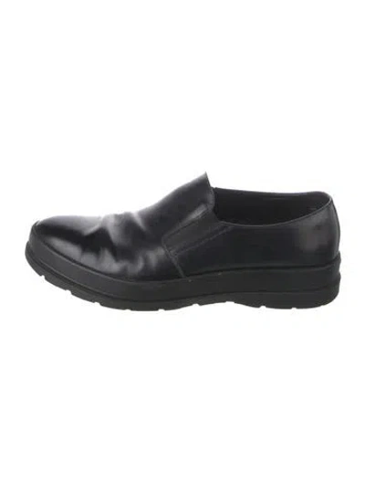 Pre-owned Prada Leather Loafers In Black