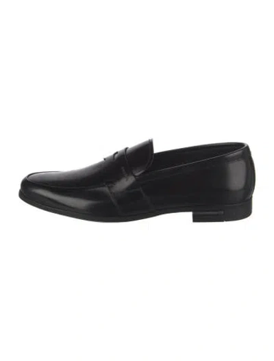 Pre-owned Prada Leather Loafers In Black