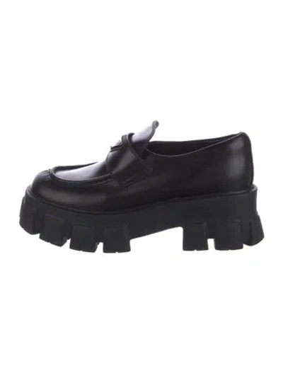 Pre-owned Prada Leather Loafers In Black