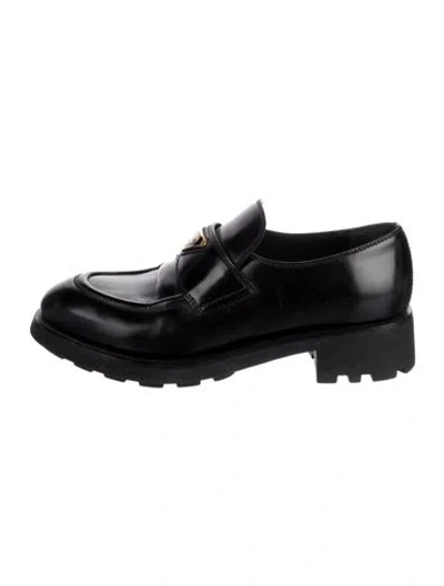 Pre-owned Prada Leather Loafers In Black
