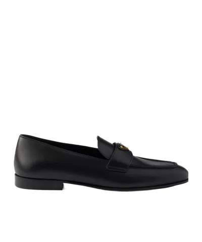 Prada Leather Loafers In Black
