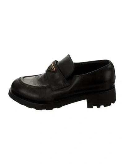 Pre-owned Prada Leather Loafers In Black