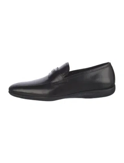 Pre-owned Prada Leather Loafers In Black