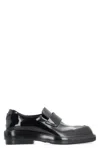 Prada Triangle Patch Leather Loafers In Black